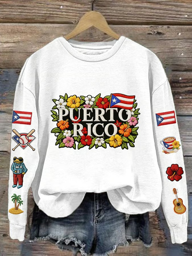 Puerto Rico WBC 2026 Floral Sweatshirt Puerto Rican Icons Fan Merch Baseball Best Gift Supporters