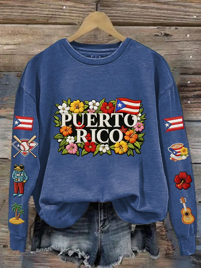 Puerto Rico WBC 2026 Floral Sweatshirt Puerto Rican Pride Baseball Fan Merch Gift For Supporters