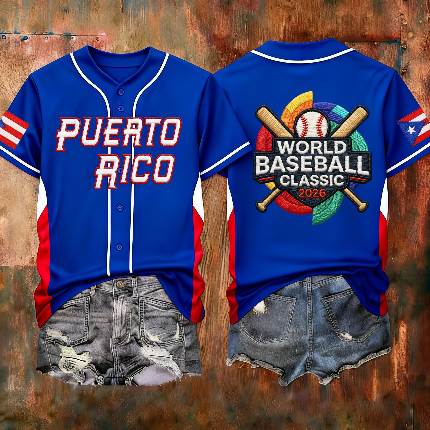 Puerto Rico World Baseball Classic Jersey Team USA Baseball Score Merch Best Fan Present