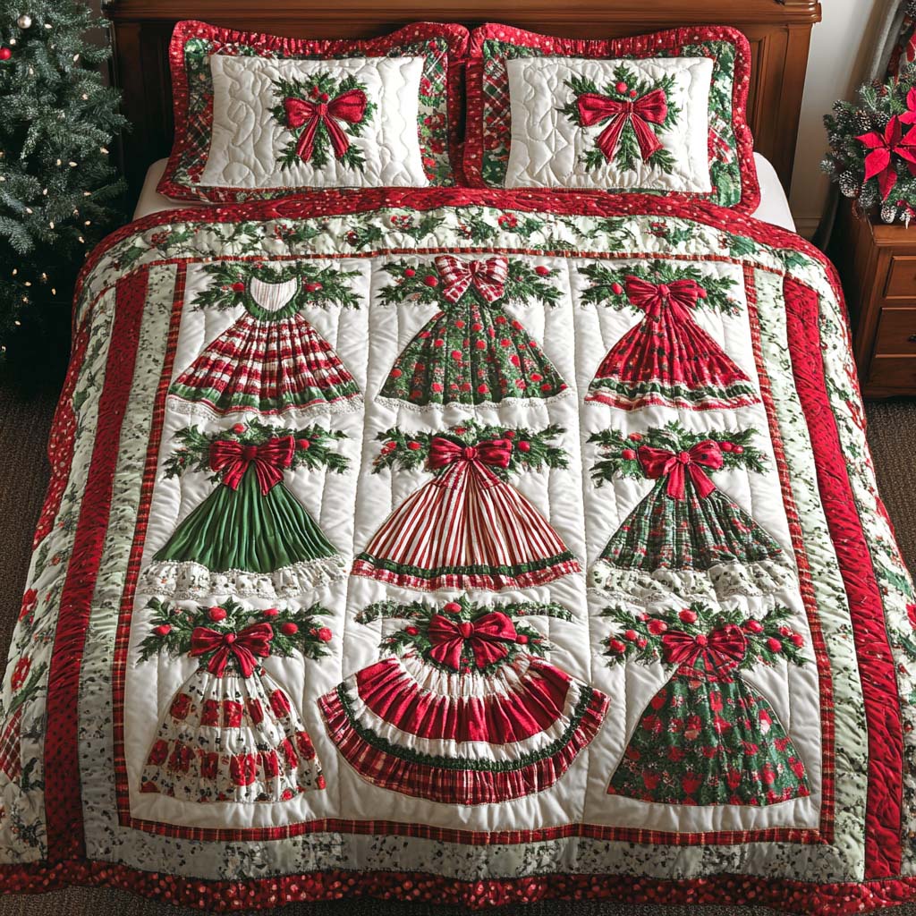Puffy Noel Quilted Bedding Set Stylish Bedding Merch Gift for Home Lovers