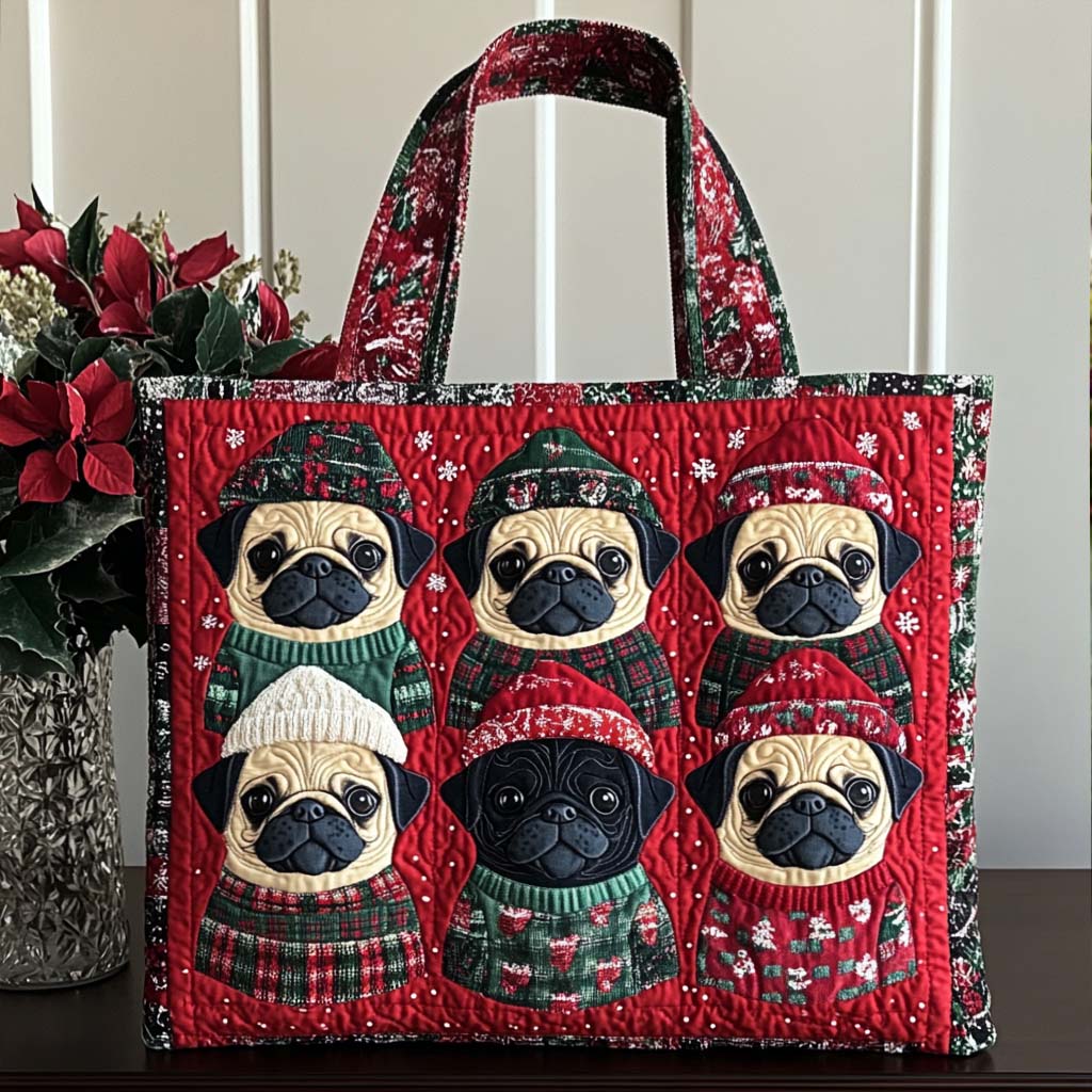 Pug Bliss Quilted Tote Bag Pug Christmas Presents