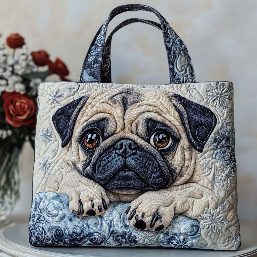 Pug Charm Quilted Tote Bag Pug Owner Gifts