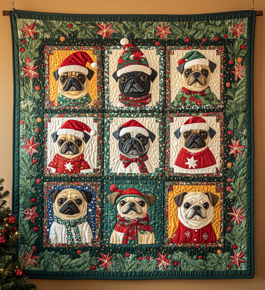Pug Christmas Cuddles Quilted Blanket Christmas Presents For Dog Lovers