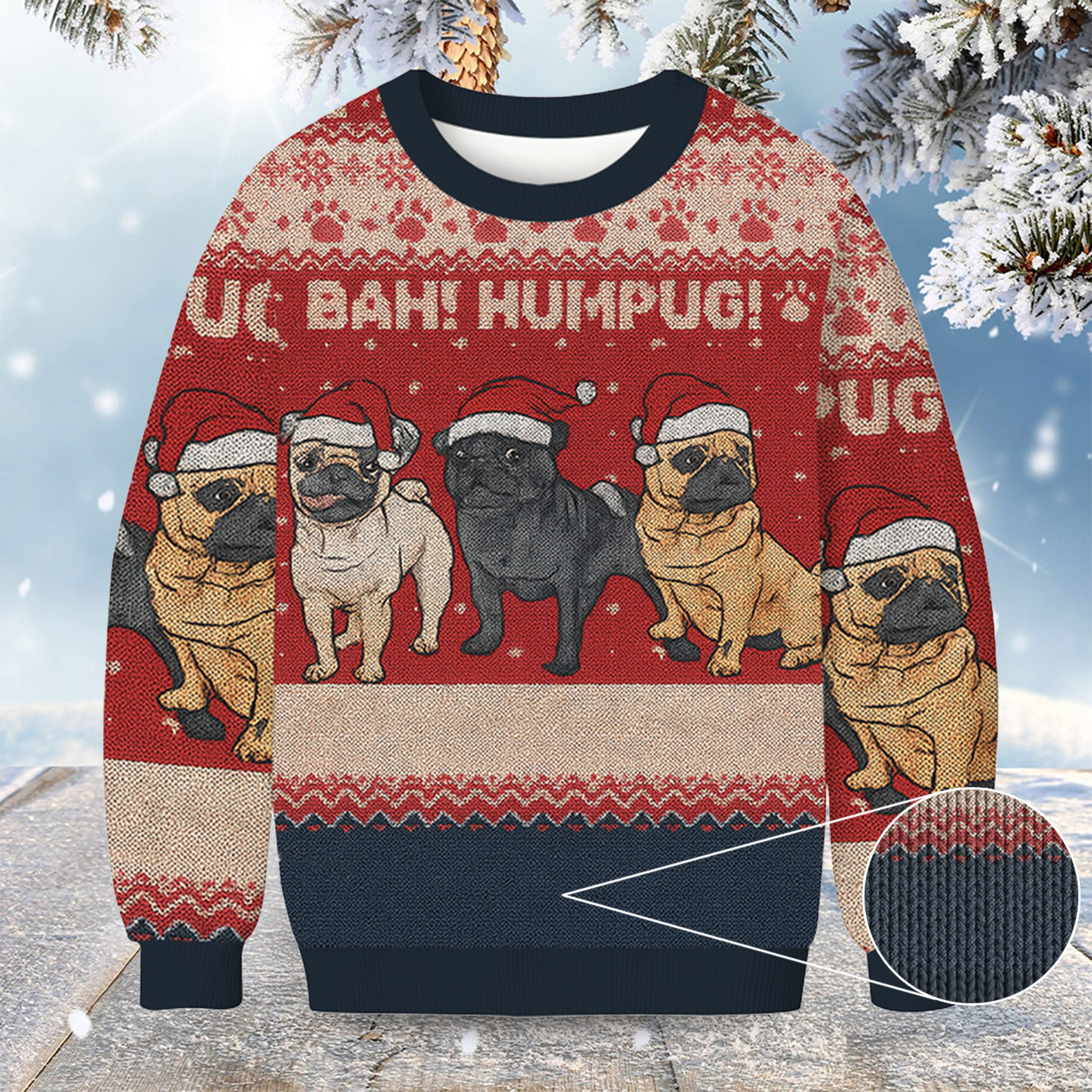 Pug Dog Bah Hum Christmas Ugly Sweater Pet Sweater Pug Lover Christmas Gifts