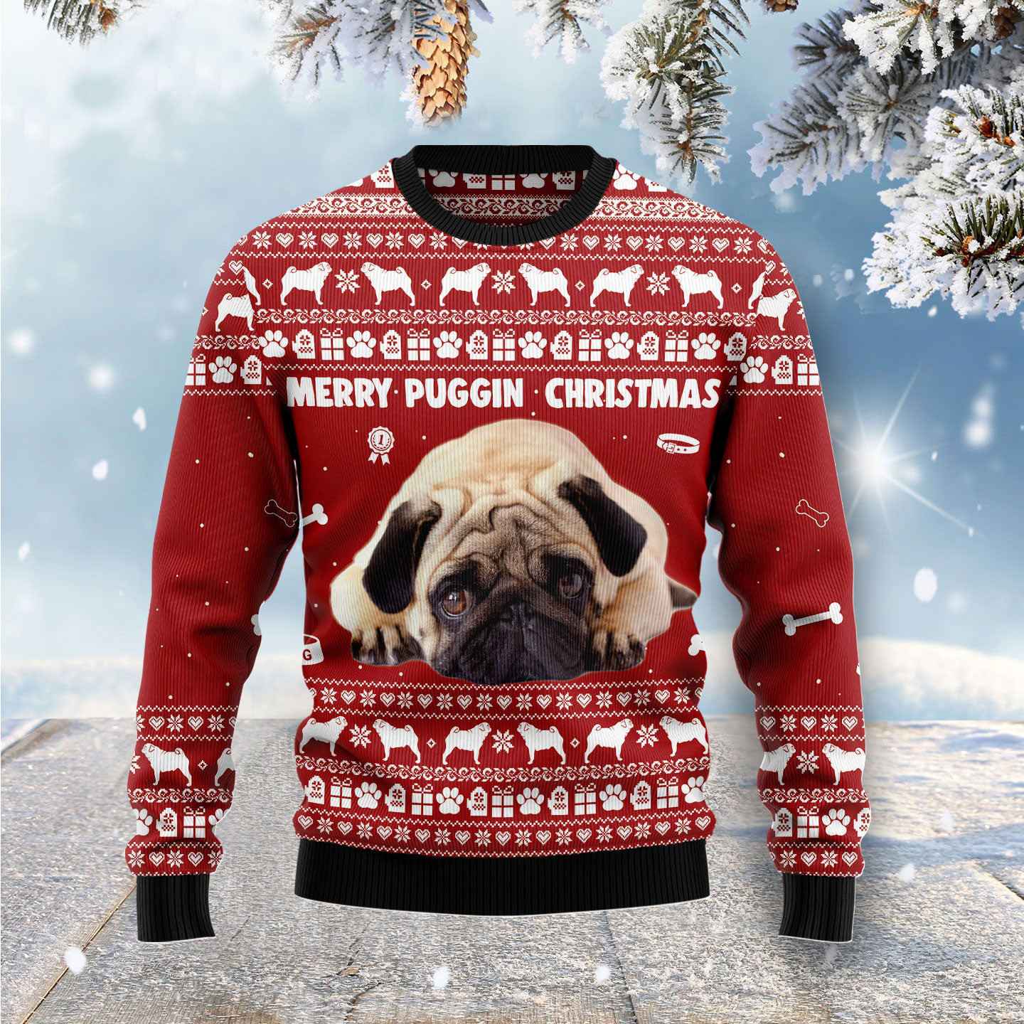 Pug Dog Merry Puggin Christmas Ugly Christmas Sweater Pet Themed Christmas Gifts For Him