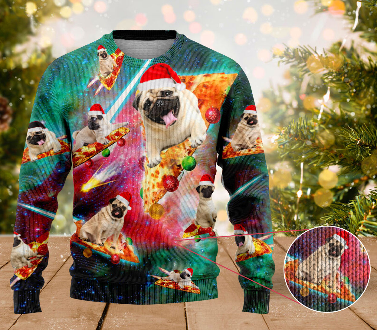 Pug Dog Pizza Ugly Xmas Sweater Cute Christmas Sweaters For Couples Pug Lovers Gifts