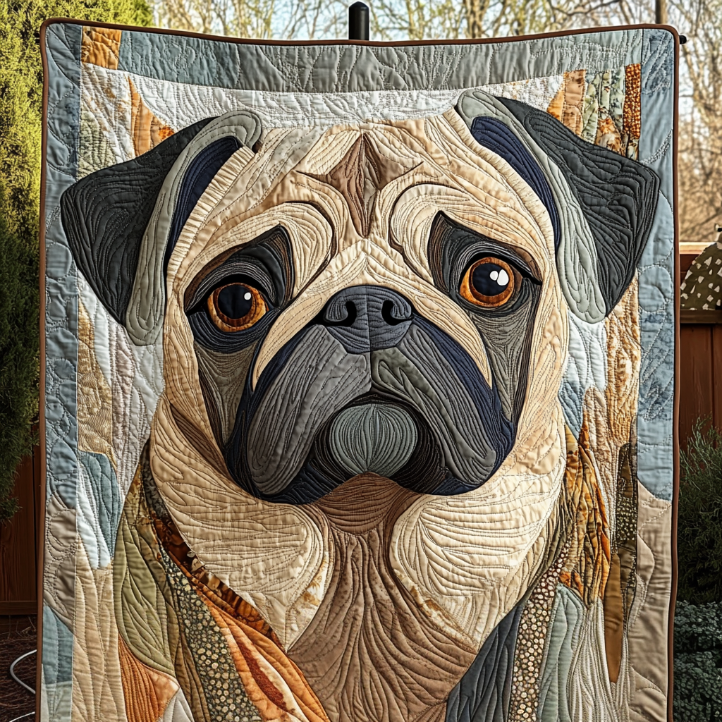 Pug Face Fantasy Quilted Blanket Gift For Animal Lover