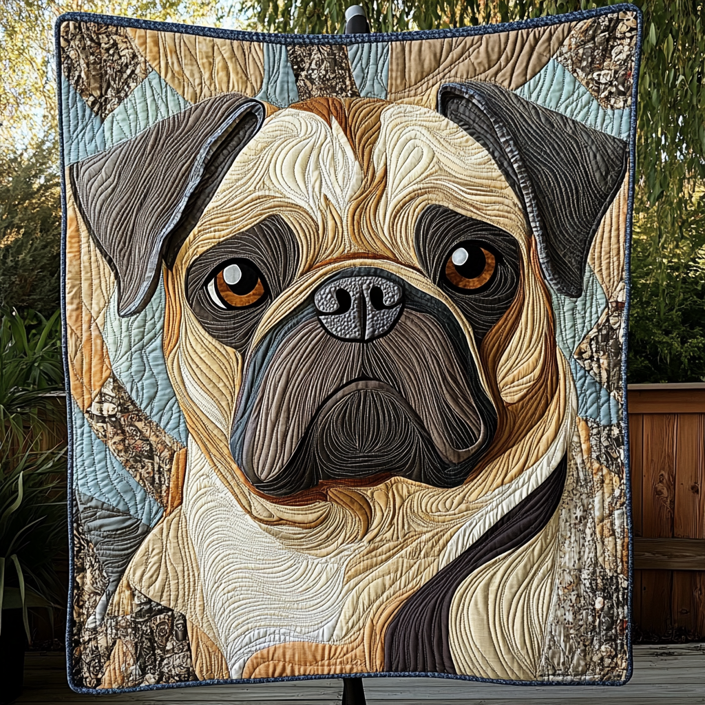Pug Face Quilted Blanket Gift For Animal Lover