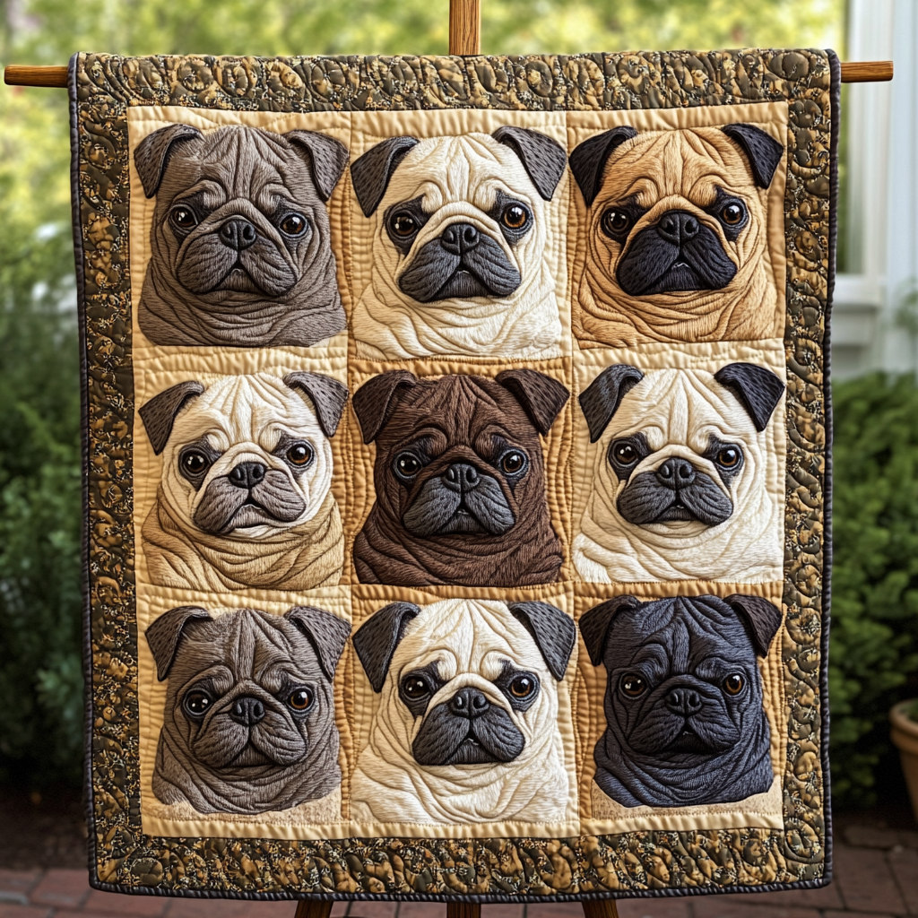 Pug Life Charm Quilted Blanket Dog Gift Ideas For Dog Owners