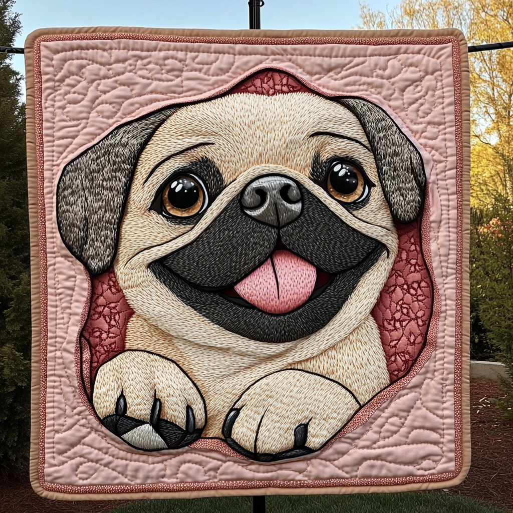 Pug Paws Patrol Quilted Blanket Best Gifts For Dog Owners