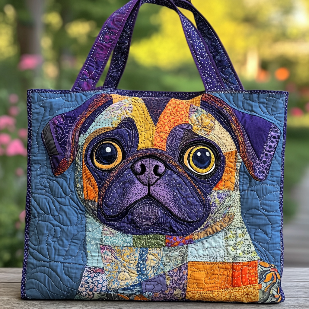 Pug Quilted Tote Bag Cool Gifts For Dog