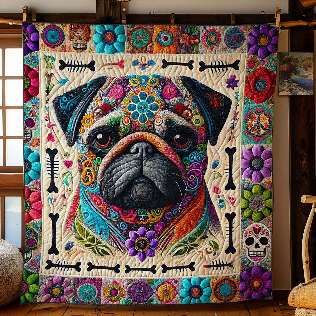 Pug Spirit Quilt Blanket Large Sofa Throws Mother'sDay Gifts From Daughter