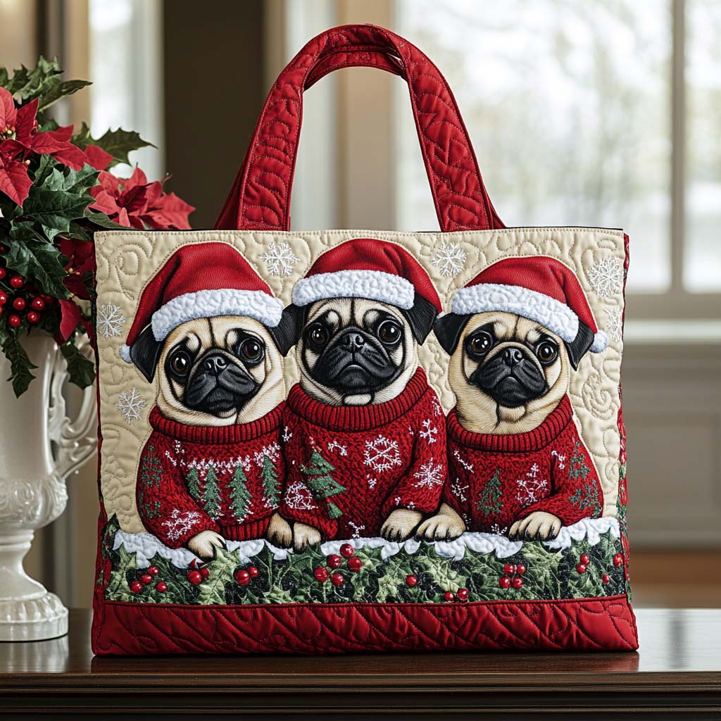 Pug Spirit Quilted Tote Bag Pug Mom Gifts