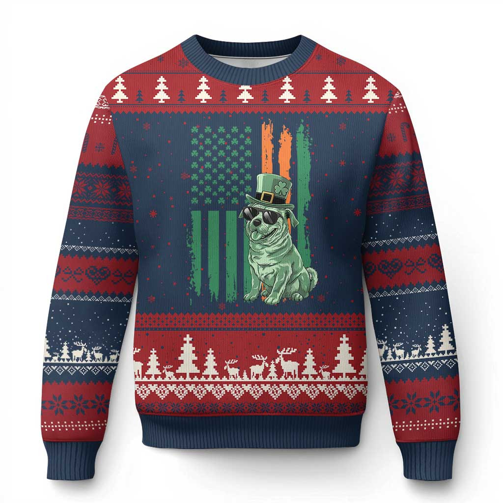 Pug St Patrick's Day Leprechaun Ugly Christmas Sweater Xmas Puppy Jumper Dog Lover Gifts