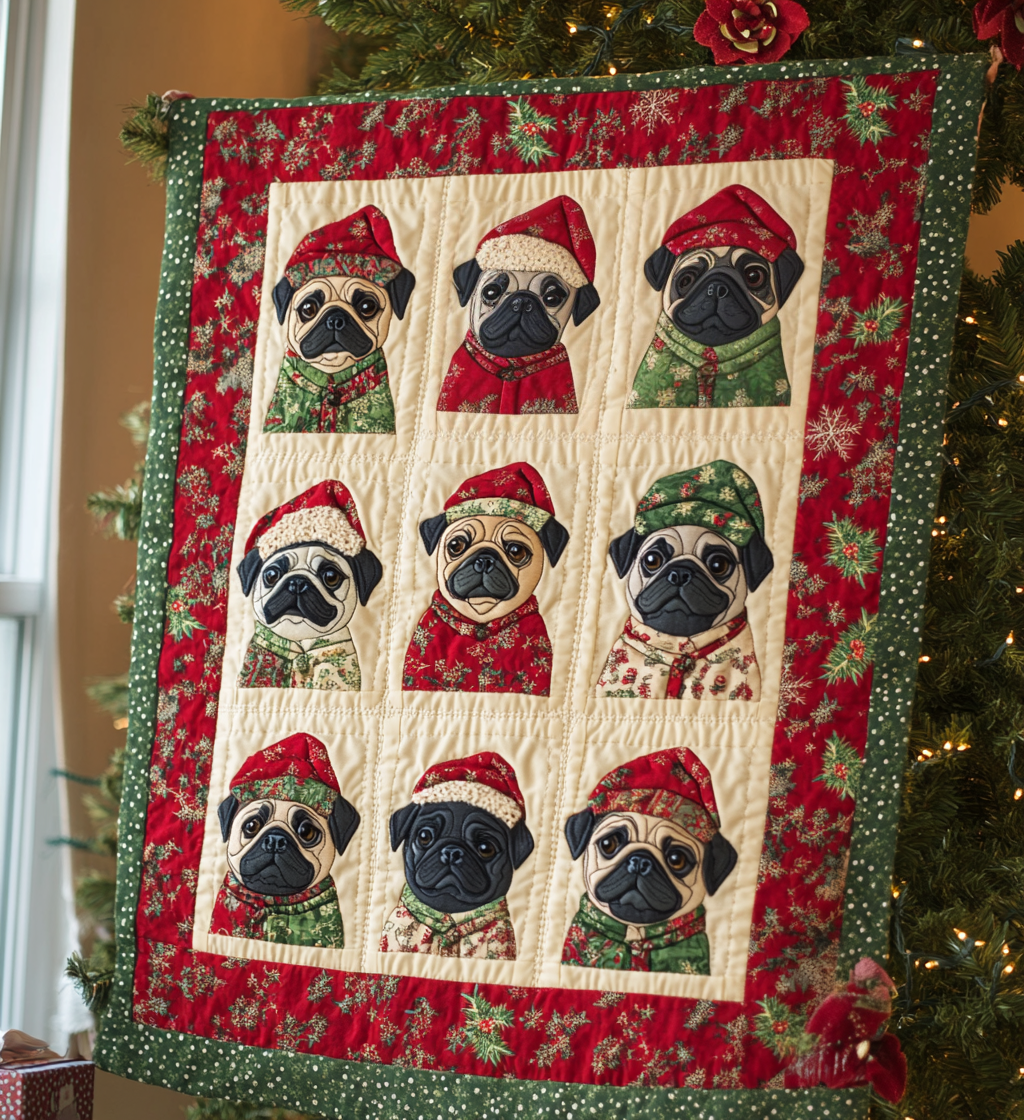 Pug Winter Wishes Quilted Blanket Gifts For Pug Owners
