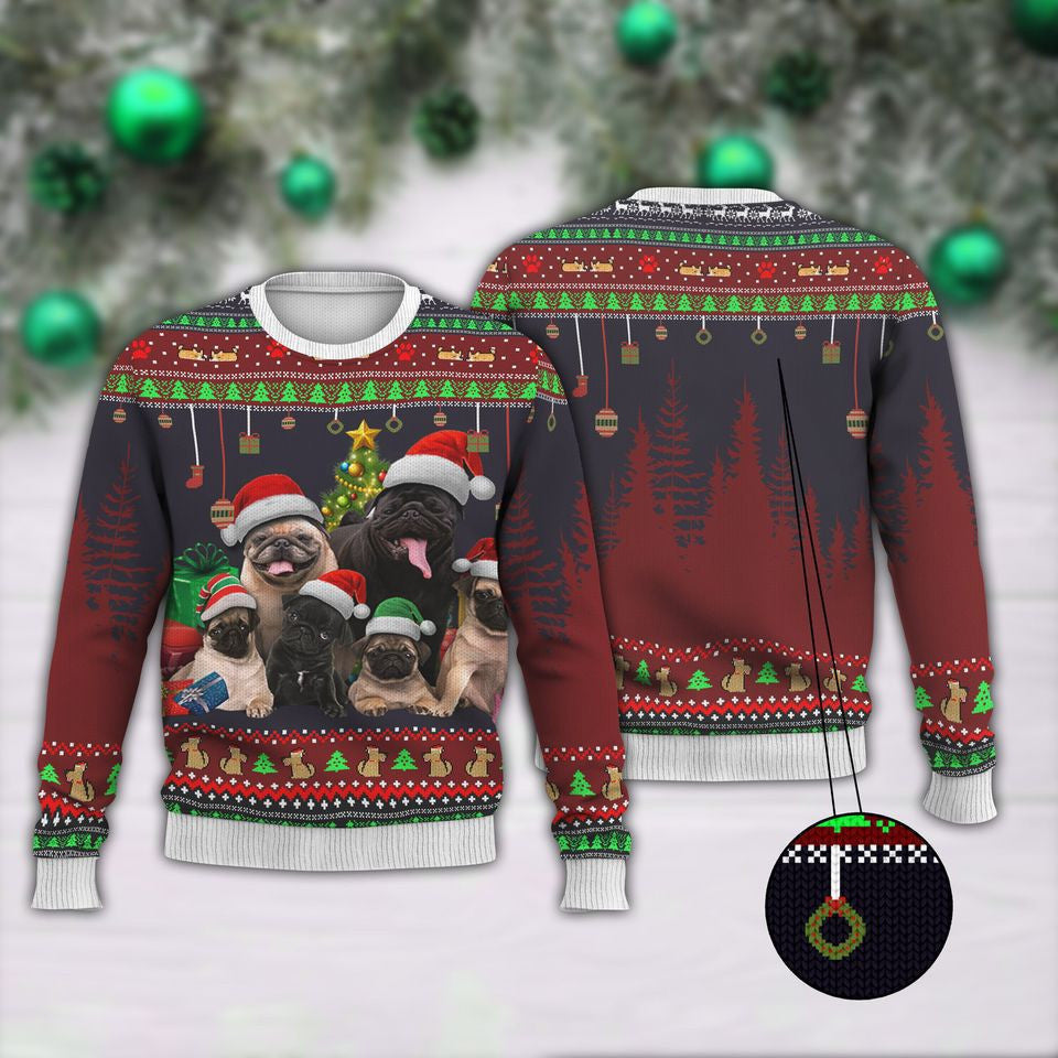 Pugs Vintage Ugly Christmas Sweater Mens Womens Pug Lover Christmas 2024 Presents For Him Her Pugs Vintage Ugly Christmas Sweater Mens Womens Pug Lover Christmas 2024 Presents For Him Her