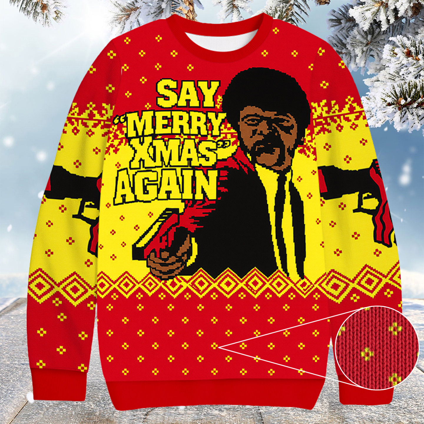 Pulp Fiction Merry Xmas Again Christmas Ugly Sweater Christmas Gifts For Him