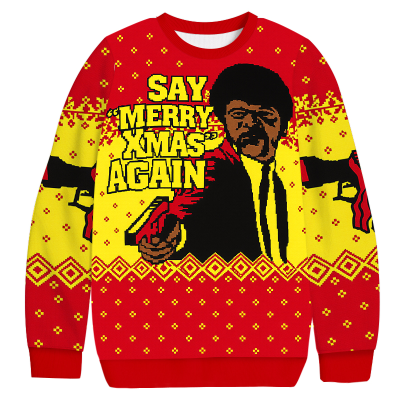 Pulp Fiction Merry Xmas Again Christmas Ugly Sweatshirt Christmas Cozy Winter Wear Gift Ideas Pulp Fiction Merry Xmas Again Christmas Ugly Sweatshirt Christmas Cozy Winter Wear Gift Ideas