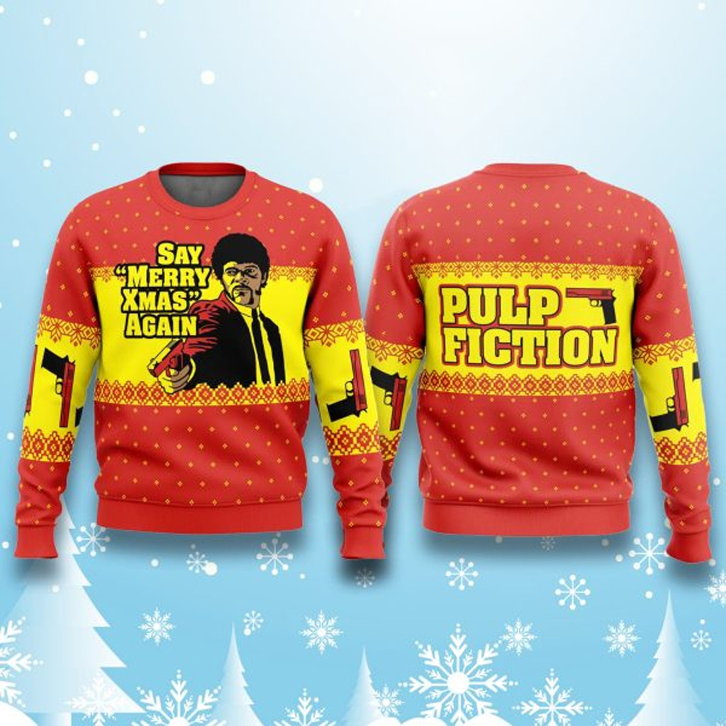 Pulp Fiction Say Merry Xmas Again Christmas Ugly Sweater Christmas Present For Husband
