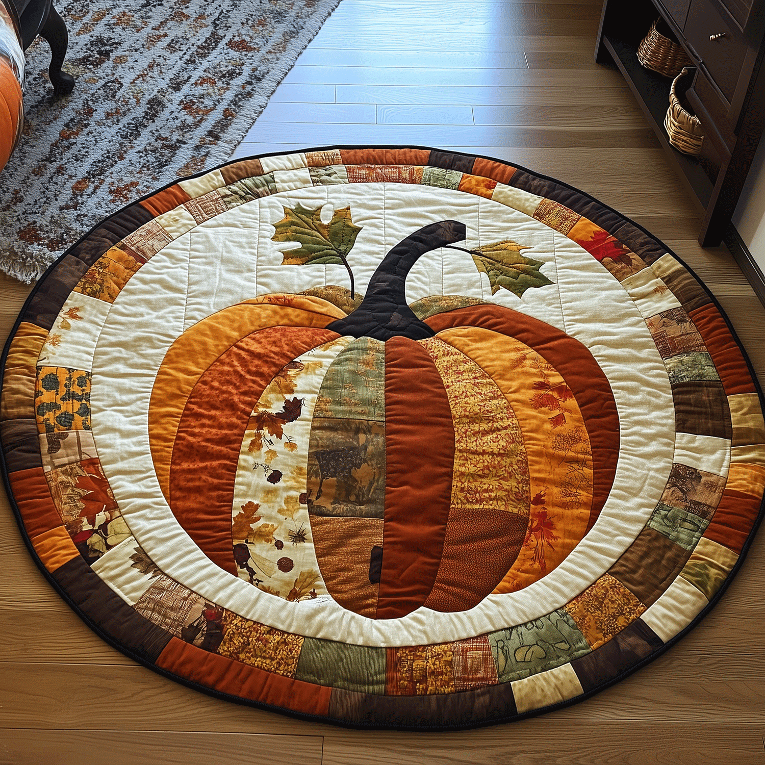 Pumkin Fest Quilted Round Mat Front Door Entryway Ideas Farmers Market Gift Basket