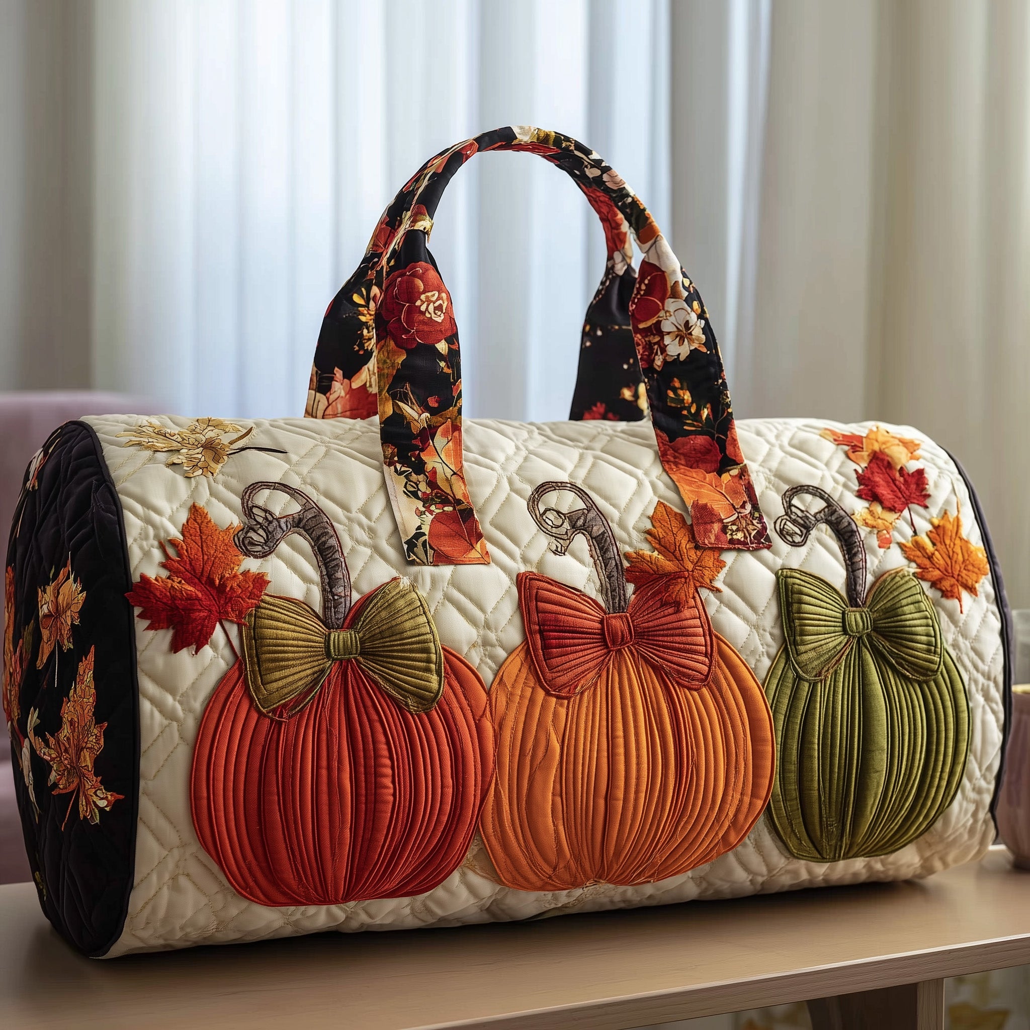Pumkin Harvest Quilted Duffle Bag Valentine's Day Gift Idea