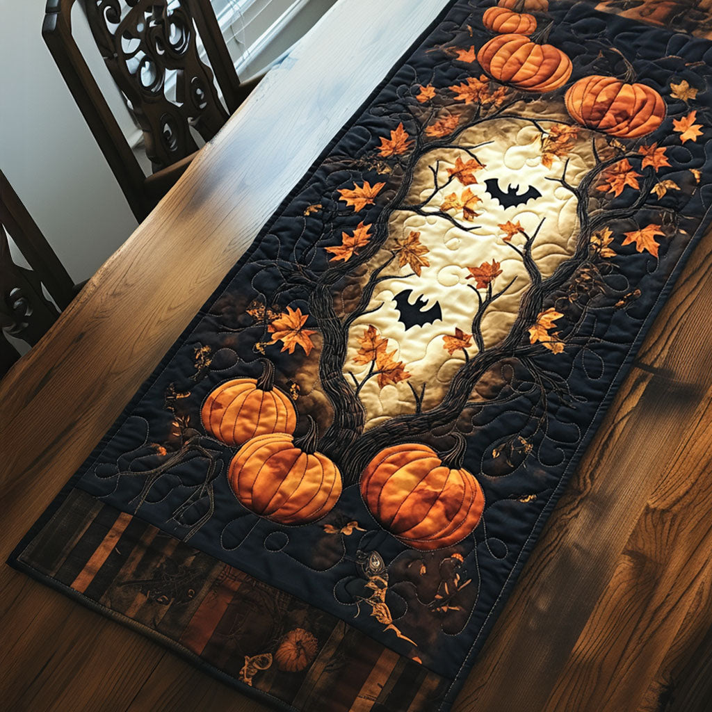 Pumpkibat Quilted Table Runner Fall Table Runner Fall Halloween Table Decor