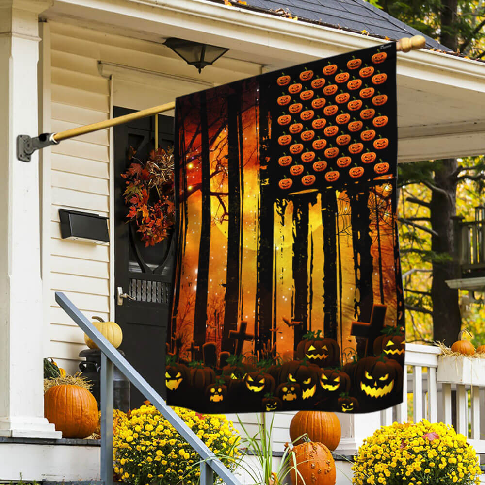 Pumpkin American Flag Halloween Pumpkin Flag