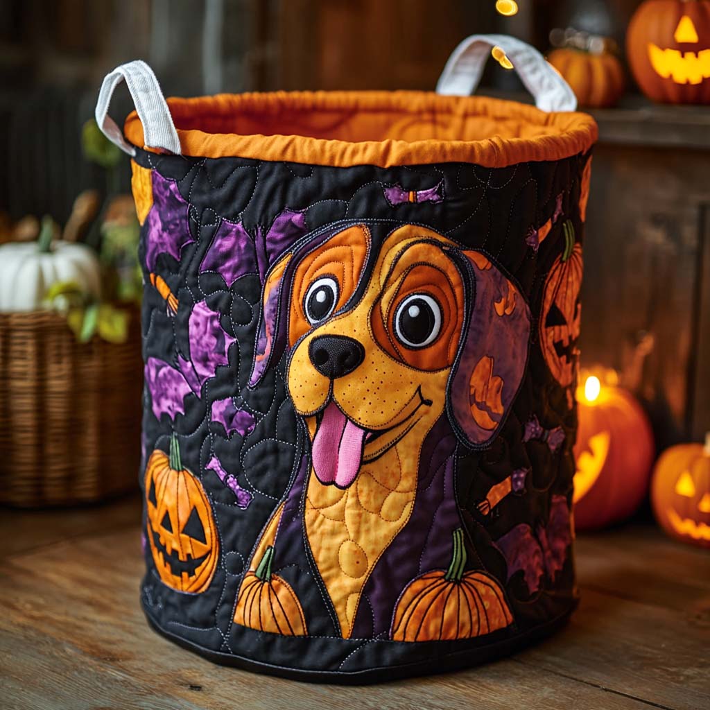 Pumpkin Beagle Quilted Laundry Basket Merch For Friends