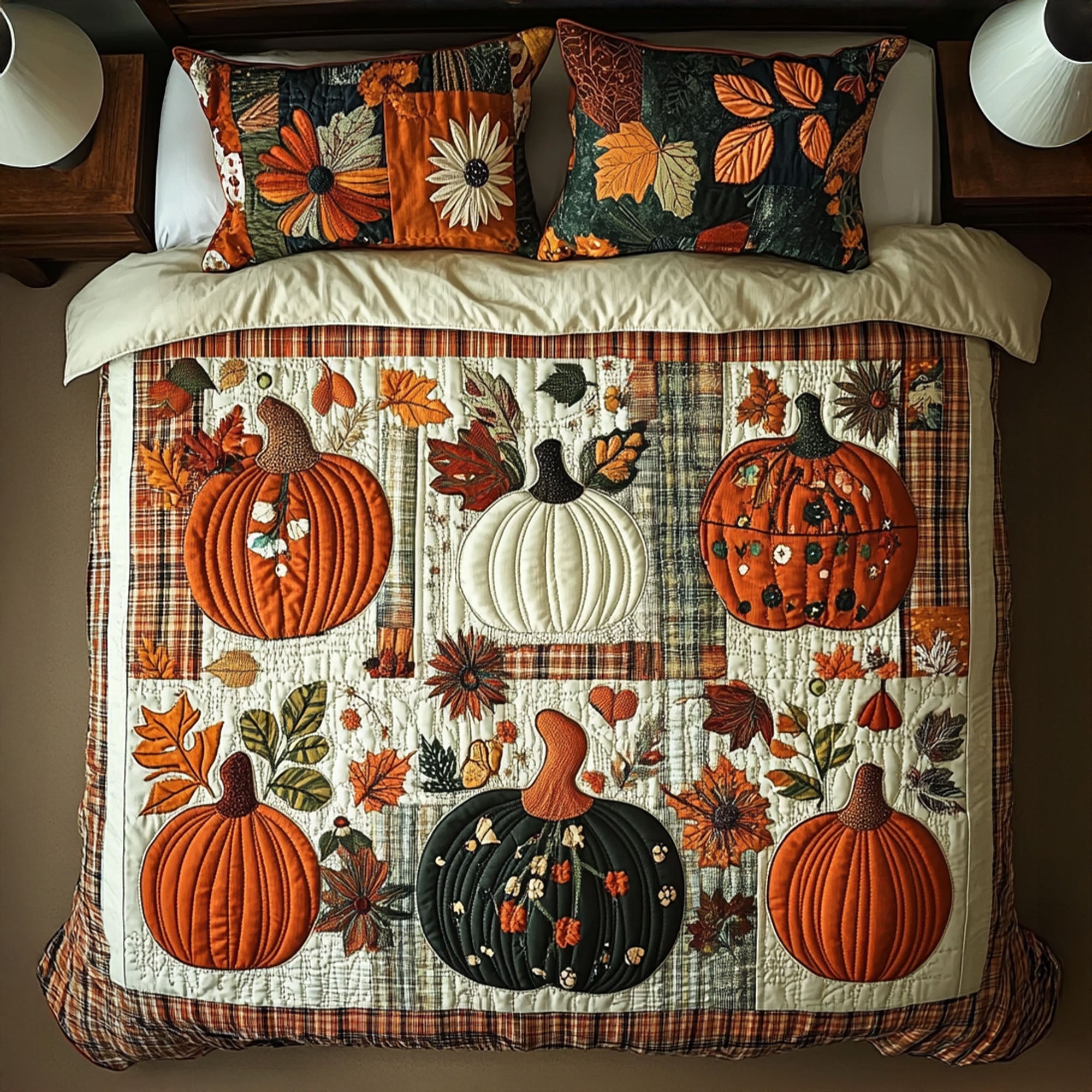 Pumpkin Blessings Quilted Bedding Set Bedroom Decor Fun Fall Gift Ideas