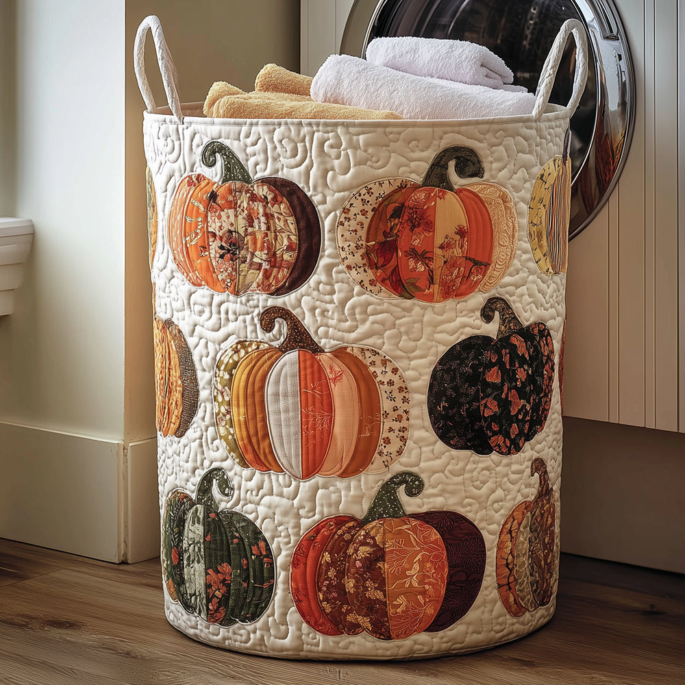Pumpkin Bliss Quilted Laundry Basket Merch For Mom