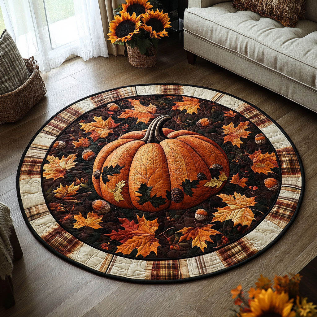 Pumpkin Bliss Quilted Round Mat Home Entrance Decor Ideas Useful Gifts For Farmers