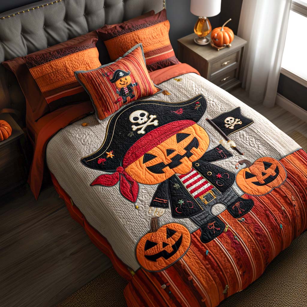 Pumpkin Captain Quilted Bedding Set Bedroom Decorations Halloween Gift Ideas For Adults
