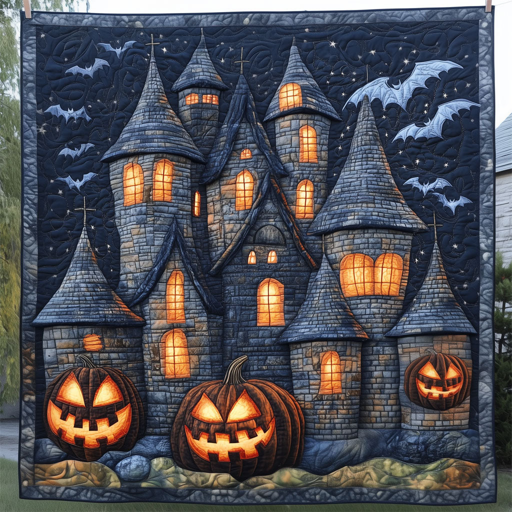 Pumpkin Castle Halloween Quilt Perfect Housewarming Gift with Quilt Blanket