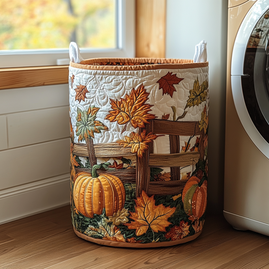 Pumpkin Charm Quilted Laundry Basket Merch For Family