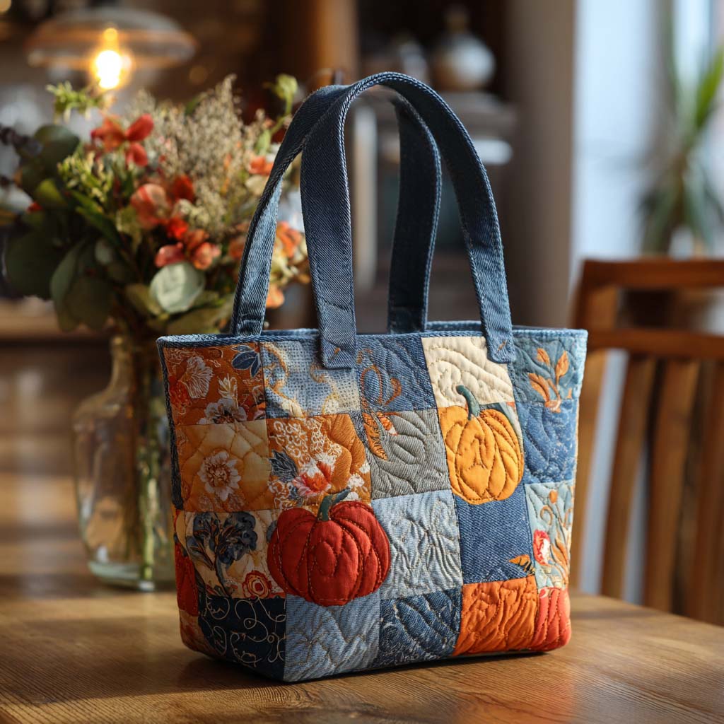 Pumpkin Days Quilted Tote Bag Sunflower Presents