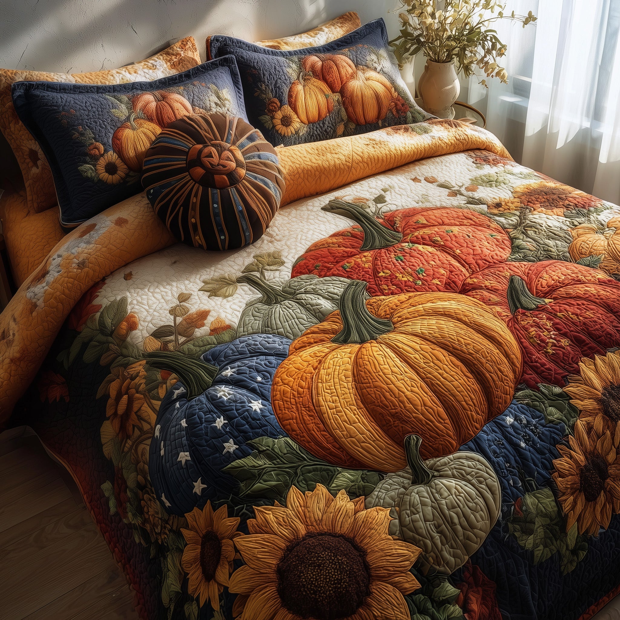 Pumpkin Delight Quilted Bedding Set Refresh Your Room