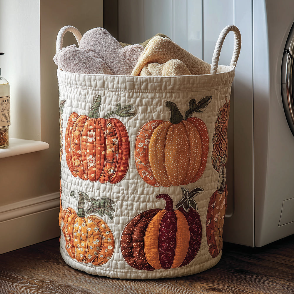 Pumpkin Delight Quilted Laundry Basket Merch For Couples