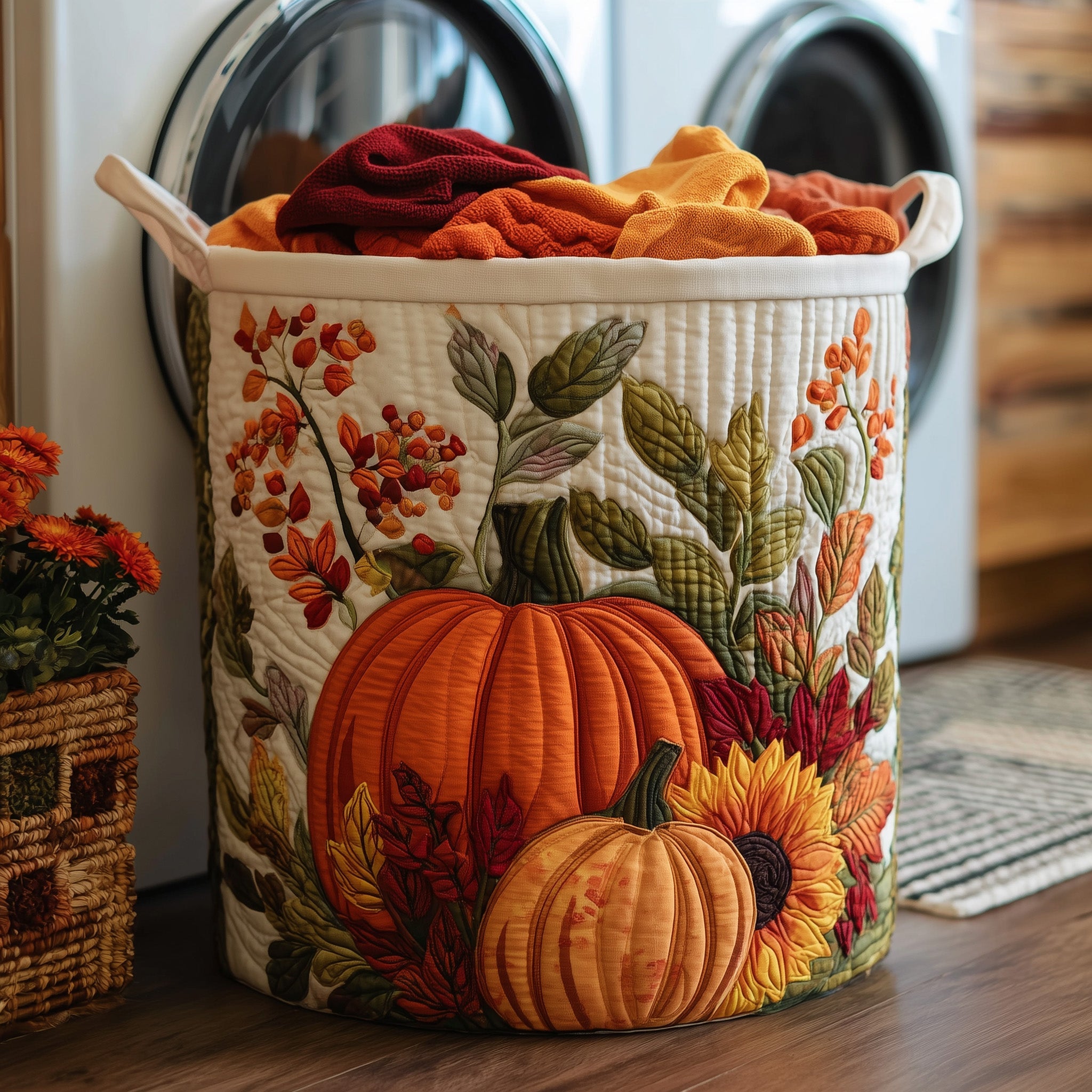 Pumpkin Delight Quilted Laundry Basket Spring Merch Pick