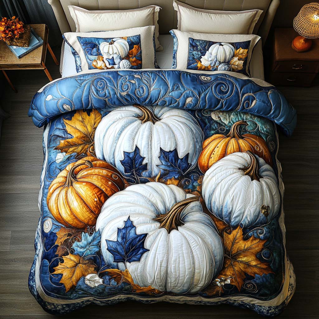 Pumpkin Farm Tales Quilted Bedding Set Bedroom Decorations Fall Autumn Season Gifts