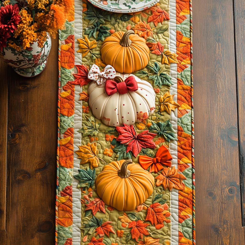Pumpkin Gathering Joy Quilted Table Runner Fall Decor Table Runner Best Friend Birthday Gifts