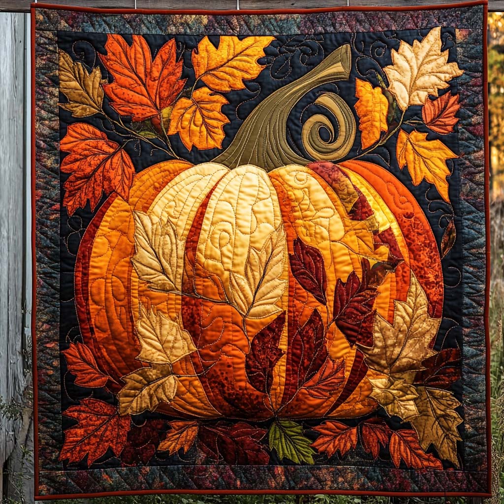 Pumpkin Glow Quilted Blanket Cozy Fall Gift Ideas