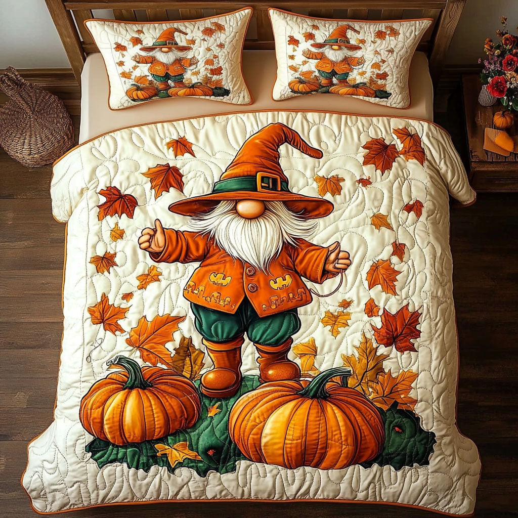 Pumpkin Gnome Autumn Bedding Set Best Decoration Gift For Friends and Family on Halloween Day