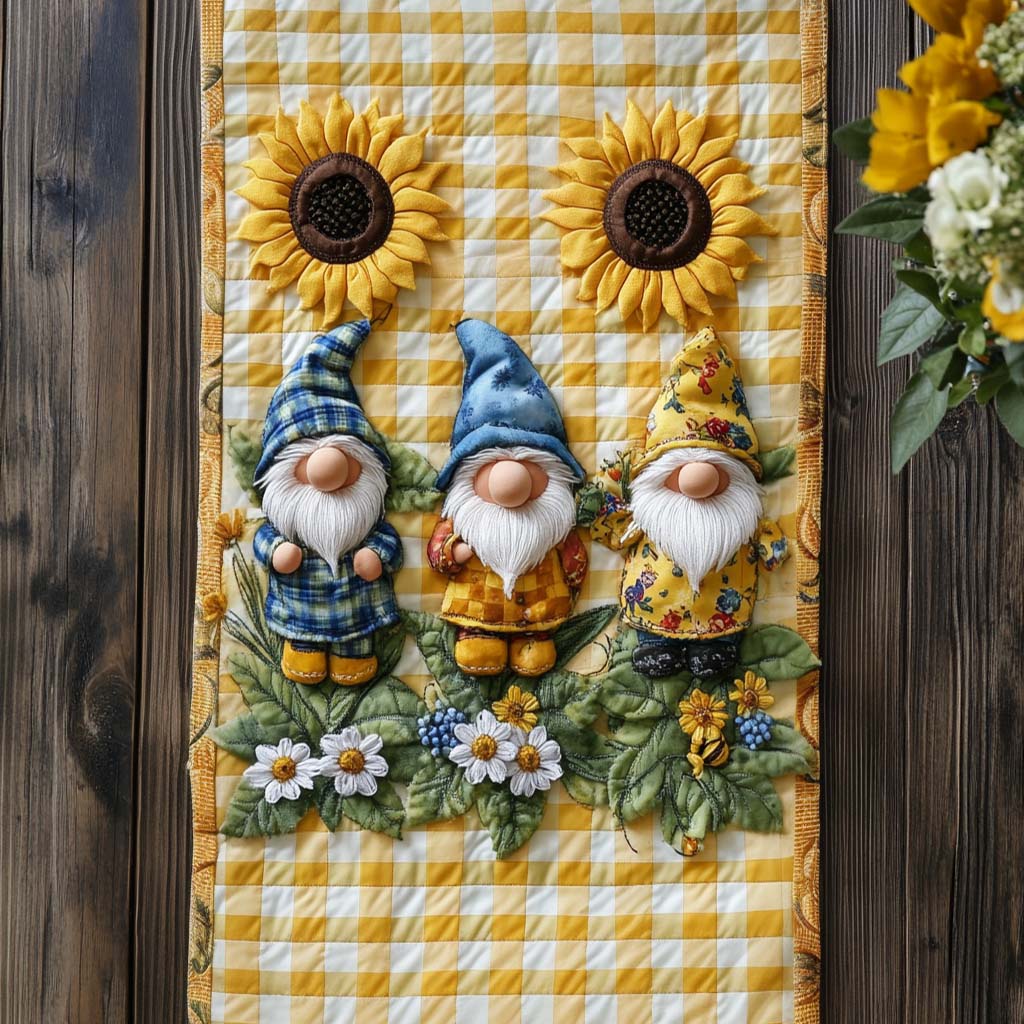Pumpkin Gnome Path Quilted Table Runner Fall Table Throw Great Family Gifts