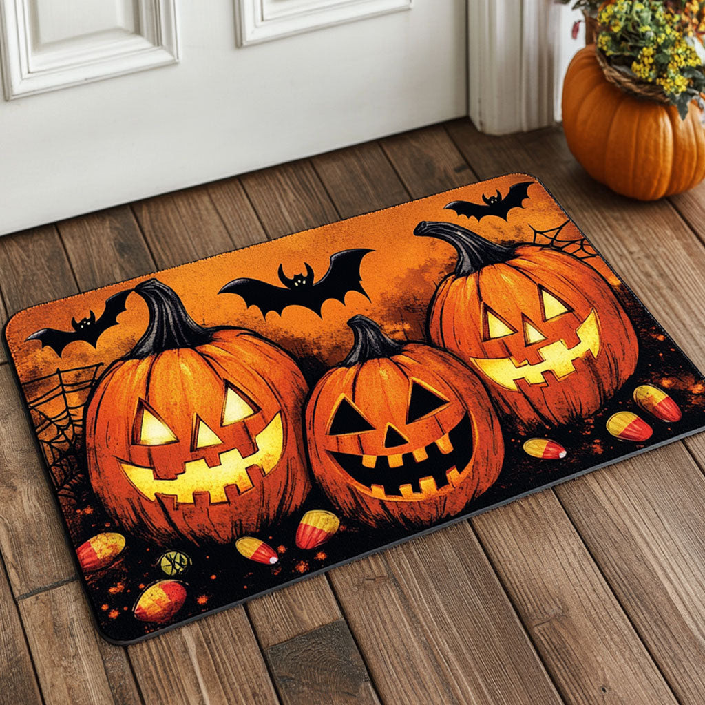 Pumpkin Grin Doormat Best Decoration Gift For Friends and Family on Halloween Day