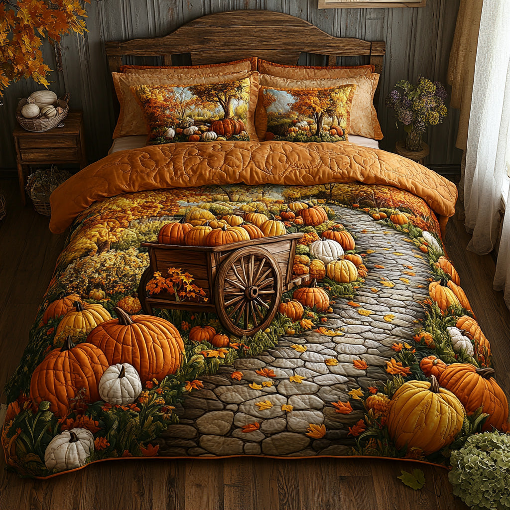 Pumpkin Grove Quilted Bedding Set Bed Decor Ideas Gifts For Autumn Lovers