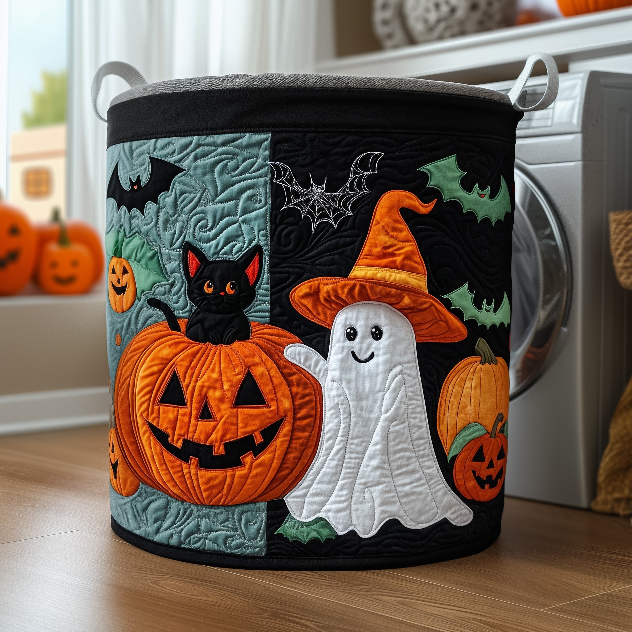 Pumpkin Halloween Quilted Laundry Basket Birthday Merch Gift