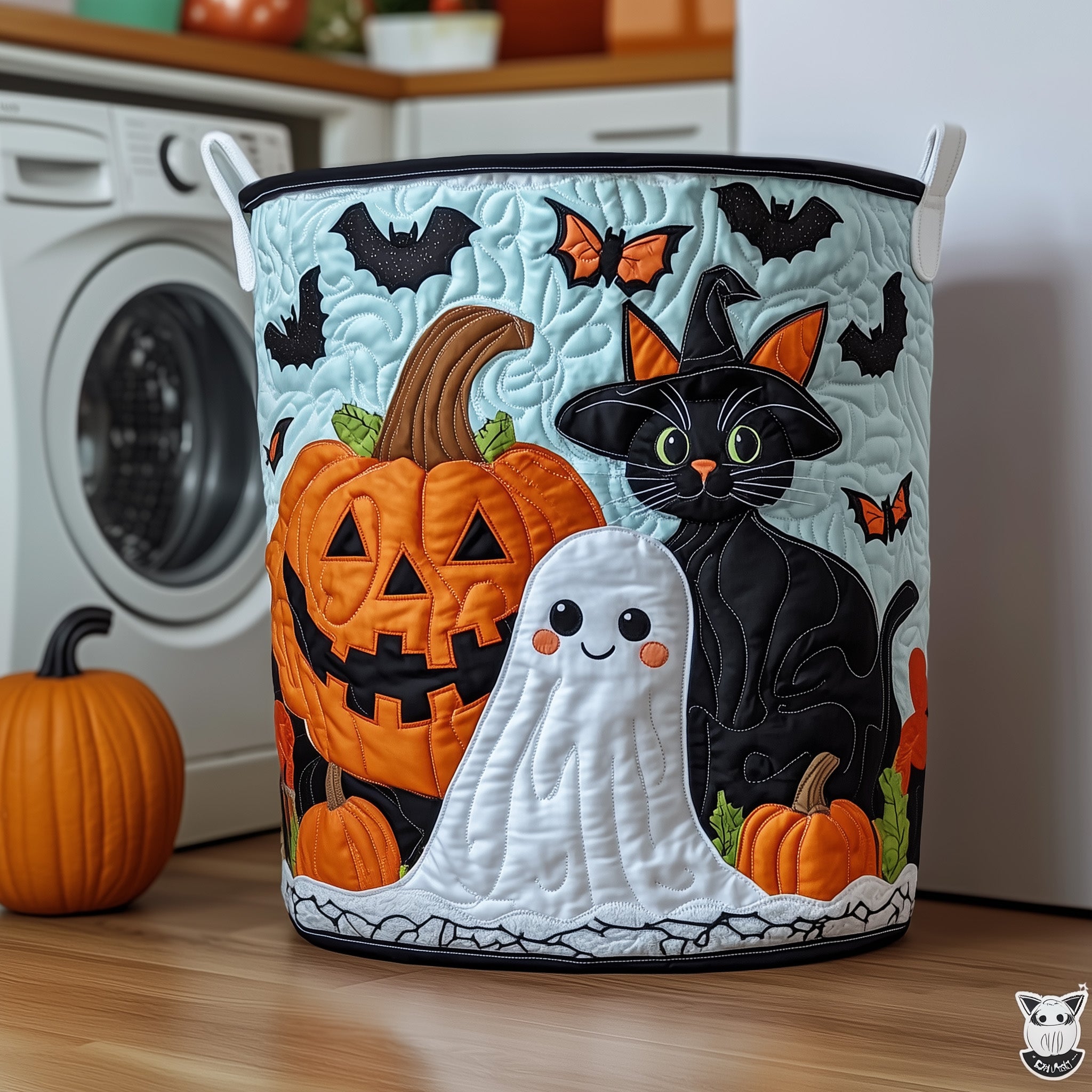 Pumpkin Halloween Quilted Laundry Basket Gift To Brighten Their Day