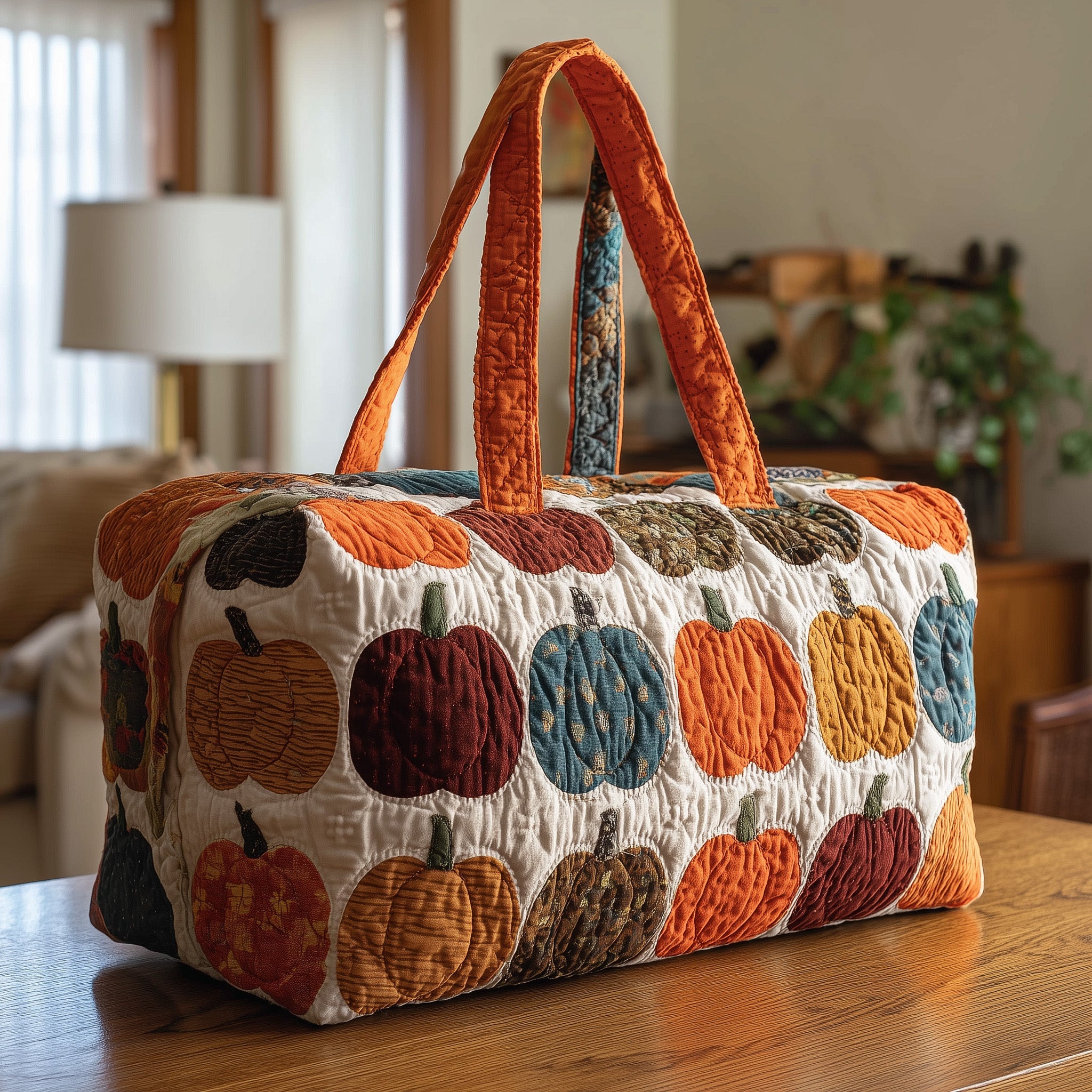 Pumpkin Harvest Quilted Duffle Bag Independence Day Gift Idea