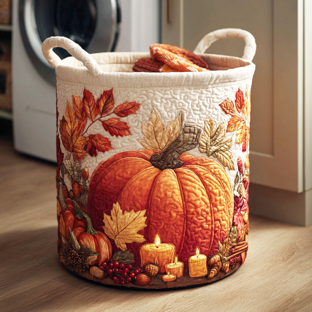 Pumpkin Harvest Quilted Laundry Basket Merch For Kids