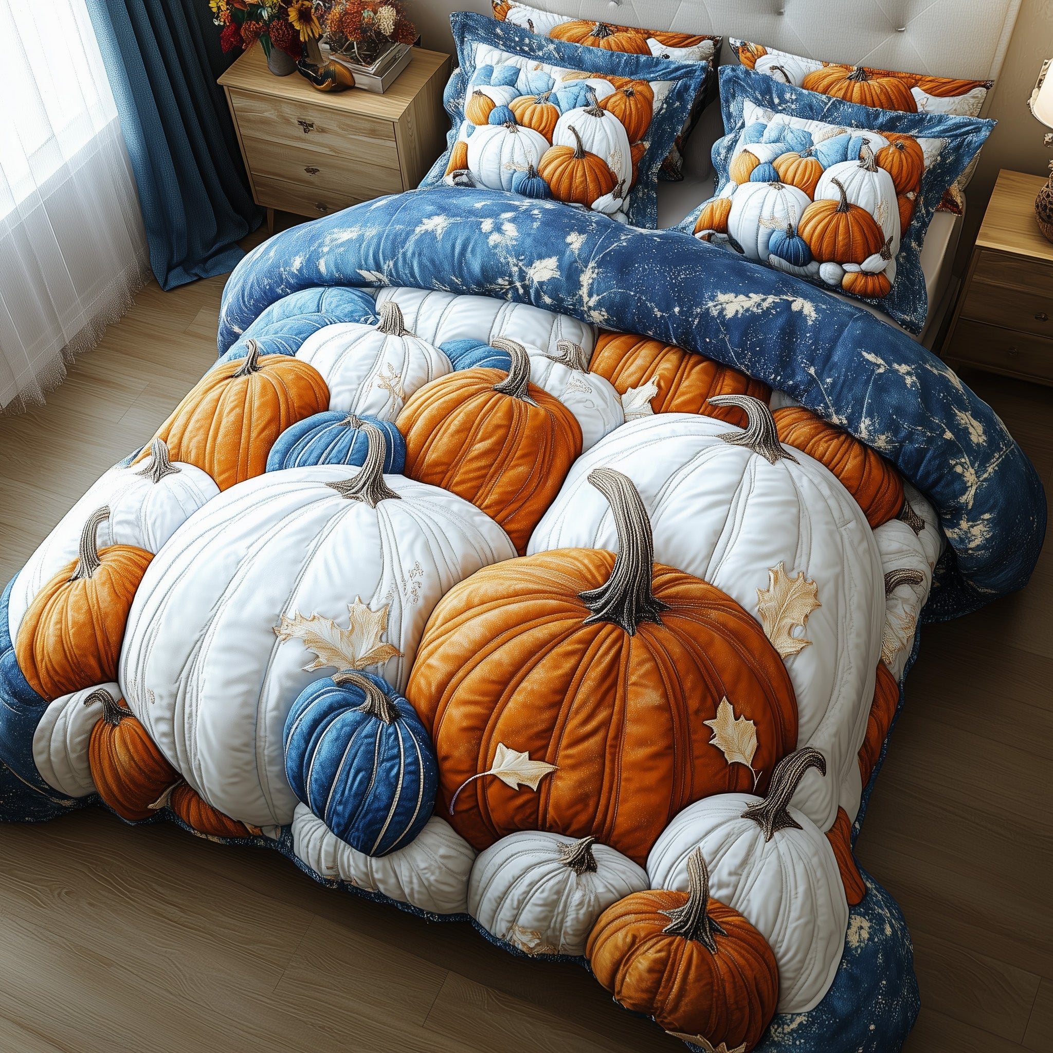 Pumpkin Haven Quilted Bedding Set Autumn Harvest And Cozy Fall Decor Best Holiday Gifts
